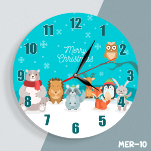 Jam Dinding Kayu Souvenir Hadiah Natal Tahun Baru Unik Merry Christmas Happy New Year MER-10