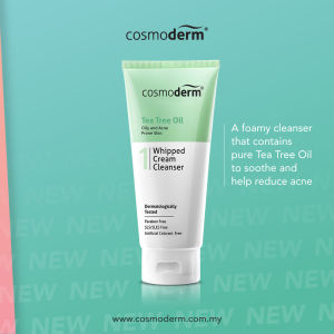 Cosmoderm Tea Tree Oil Whipped Cream Cleanser 125ml Face Wash Acne Care Oil Control Pencuci Muka Jerawat
