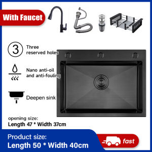Sink with Drain Rack Kitchen Sink Stainless Black Single Double Sink for Kitchen