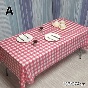 Dongguan ของตกแต่งงานแต่งงานอาบน้ำเด็กลายตารางผ้าปูโต๊ะกันน้ำงานวันเกิดทำจากพลาสติกผ้าปูโต๊ะแบบใช้แล้วทิ้งผ้าคลุมโต๊ะ1ชิ้น