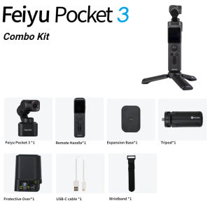 FeiyuTech Pocket 3 Pocket Pan Tilt Camera Cordless Detachable 3-Axis Stabilizer Gimbal Camera Footage Magnetic Attach AI Tracking Follow Action Camera Sport Camera