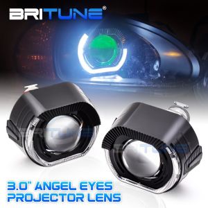3 inch Bi-xenon Headlight Lens Black LED Angel Eyes Devil Projector H1 H7 H4 Sport LED Halo Rings Cars Lights Accessory Retrofit