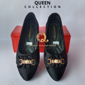 QUEEN - Flatshoes Wanita Sepatu Balet Variasi Mutiara AD 05