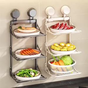 SG StockKitchen Suction Cup Prep Rack Multi-layer No-Drill Storage Rack Wall-Mounted Storage Rack Vegetable Storage Rack