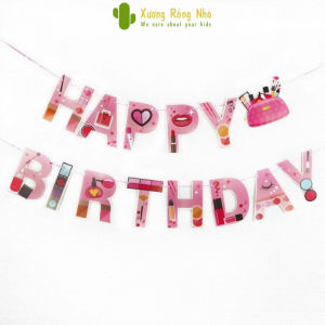 Dây Chữ Happy Birthday Trang Trí Sinh Nhật Nhiều Họa Tiết Xương Rồng Nhỏ