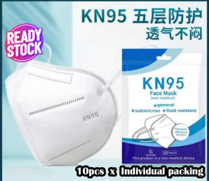 KN95 Adult Mask 5 Layers Protection 10pcs per pack each Individual packing KN95 Pelitup Muka 5 Lapisan KN95 成人口罩