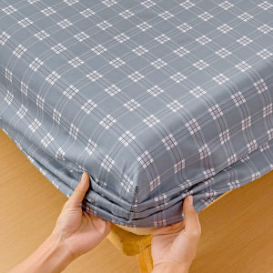 Dansunreve Plaid Bed Sheet Cheap Fittedsheeet with Rubber Plain Elastic Fitted Bedsheet Super Single/Queen/King/Super King