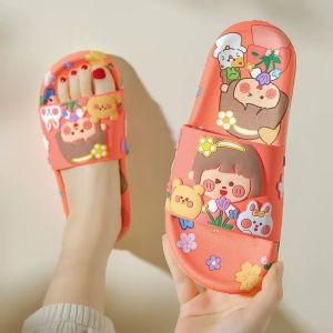 [Free Shipping] 2025 WomenS Cartoon Summer Slippers Cute Girly Soft Sole Non-Slip Home Bathroom Floral Slippers