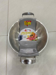 Chảo Inox 2 quai Sâu lòng 304 Ba Lớp Đáy Từ Cao Cấp Size 22cm (Ticook)