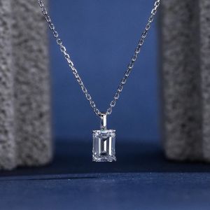 9K Necklaces 1CT Emerald Shape Lab Grown Diamond Pendant For Women In Stock Wholesale MSN-953