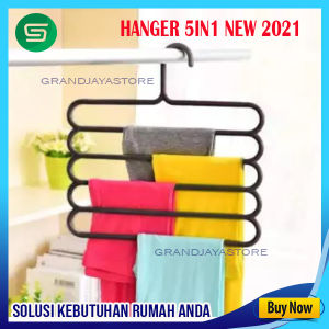 Hanger Gantungan pakaian 5 in 1 gantungan multifungsi gantungan jilbab baju dasi syal kaos kaki celana baju