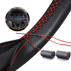 【Ready Stock】Car steering cover Leather Soft Car Steering Wheel Cover DIY Braid Suitable For 38cm Hand Sewn Steering Wheel Cover With Needles And Thread Custom Steering Wheel Covers - Lazada
