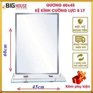 COMBO 2 MÓN ( GƯƠNG 60x44cm + KỆ KÍNH CƯỜNG LỰC 8LY)