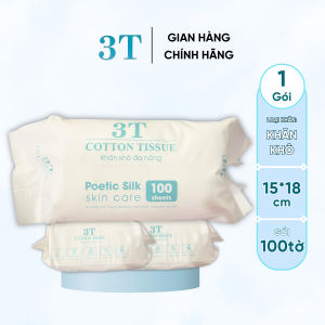 Gói 100 Tờ Khăn Khô Lau Mặt Đa Năng 3T Pharma Dùng 1 Lần