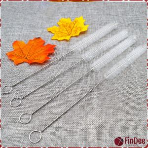 FinDee แปรงล้างหลอดดูด จุกนม ขนไนล่อน ไม่ทำให้เป็นรอย  Stainless steel soft straw straw brush