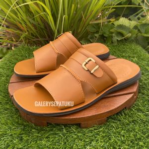 Sandal Kulit Pria Dewasa Slop Selop Full Kulit 100%