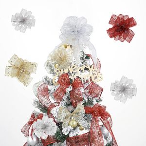 KODUS DIY Craft Christmas Decoration Mesh Ribbon 5cm Shiny Christmas Flower Wreath Mesh Multifunctional Flexible Christmas Wrapping Ribbon Christmas Tree Decoration