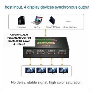 R38 Splitter HDMI 4 Port 4K UHD Warna Hitam - Adaptor Berkualitas Tinggi untuk Monitor