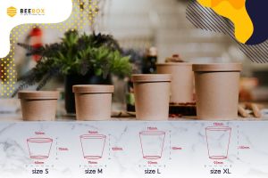 (NEW) ถ้วยคราฟ ถ้วยซุป ถ้วยกระดาษทรงสูง foodgrade เคลือบกันมันกันซึม จำหน่ายถ้วยพร้อมฝา (1แพ็ค:25ชุด)