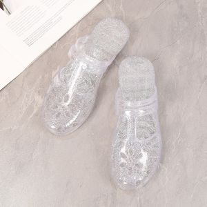 OKAIDO Sandal Mules Selop Jelly Transparan Gaya Korea Karet PVC Anti Air Anti Licin Nyaman Kekinian