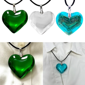 Thời trang thủy tinh dễ thương Mặt dây chuyền trái tim dây chuyền choker phụ nữ dây da Vòng cổ bản lớn quà tặng bạn gái