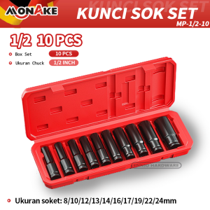 MONAKE Kunci Sok Set 1/2 inch Set (COD) Lengkap Kunci Mata Sok Potong Kunci Pas Alat Set Cincin Wrench Rachet alat perkakas lengkap motor Rachet Handle Multifungsi kunci 24gigi SOK Toolkit/Toolbox