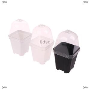 [COD] fjdse 5pcs Square หม้อดอกไม้ขนาดเล็กที่มีความชื้นโดมต้นกล้าปลูกหม้อ