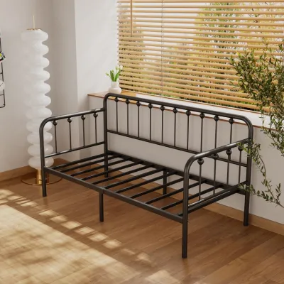 Sofa bed frame simple with guardrails extended bed childrens bed wrought iron sofa bed Black/White