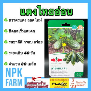 ศรแดง แตงไทยอ่อน ลายทอง จำนวน80เมล็ด/ซอง หมดอายุ 04/12/2569 ลอตใหม่ งอกดี ติดผลเร็ว ดก ผลสีเขียวเข้มสลับลายชัดเจน รสชาติดี กรอบ อร่อย ระยะเก็บ 40 วัน