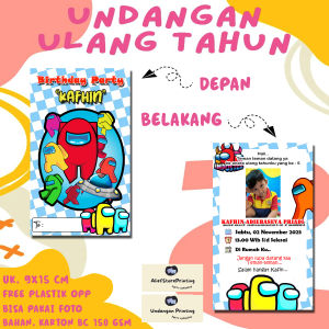 Undangan Ulang Tahun Karakter Among Us ( 100 PCS / 50 PCS / 30 PCS/ 20 PCS / 10 PCS )  undangan ultah / undangan cetak / cetak undangan  / undangan anak / undangan print / undangan pesta / print undangan / undangan karakter / undangan motif /