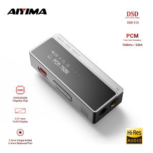 AIYIMA H4 HIFI Portable Headphone Amplifier USB DAC AMP ES9039Q2M PCM768 DSD512 4.4mm Balanced/3.5mm Jack Output OLED Display