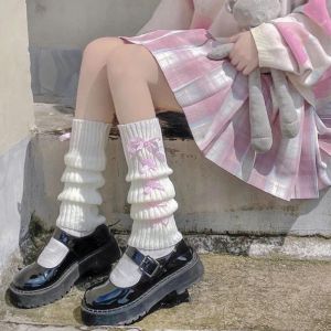 Y2K Women Leg Covers Japanese Lolita Socks Wool Knitted Foot Covers Arm Covers Autumn and Winter Warm
