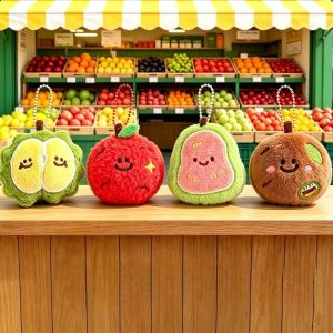 DIVATEN Cartoon Fruit Plushie Bag Pendant Soft Guava Strawberry Lychee Stuffed Keychain  Blueberry Durian Kiwi Cute Key Chain Bag Decor