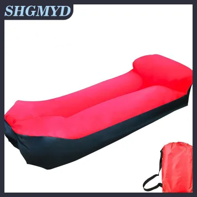 SHGMYD เตียงโซฟาเป่าลมพับได้สำหรับเตียงลมชายหาดแบบพกพากลางแจ้งแคมป์ปิ้งแอร์เบาะนอนพร้อมหมอน