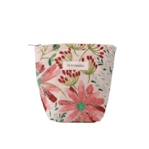 LANDIS Large Capacity Floral Quilted Cosmetic Bag Foldable Soft Cloth Makeup Bag Cute Thickened Toiletry Bag Travel
