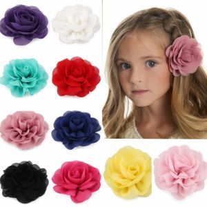 Bán lẻ 85 cm Cánh hoa voan sơ sinh Hoa anh túc Kẹp tóc cuộn hoa hồng vải Hoa cài tóc cho trẻ em gái Phụ kiện tóc2026