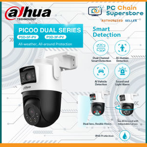 Dahua Picoo Dual Series P3D-3F-PV 3MP+3MP / P5D-5F-PV 5MP+5MP Outdoor Weatherproof WIFI IP Camera - 360° View / AI Human & Vehicle Detection / Sound Alarm