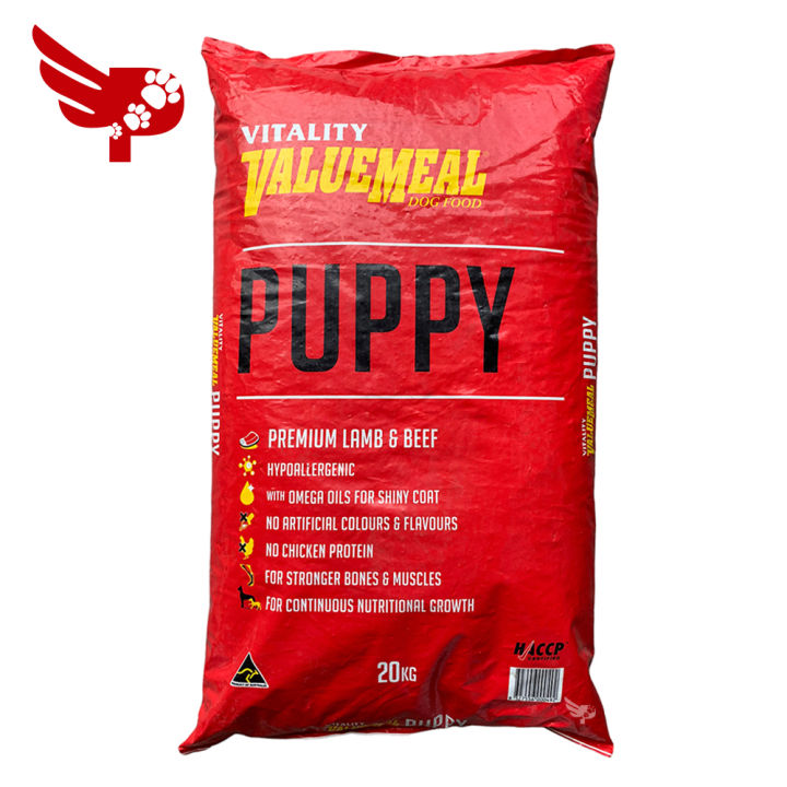 Vitality Value Meal Dog Food for Puppy 20kg Premium Lamb & Beef For
