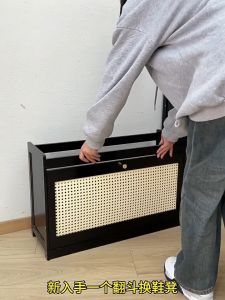 💗Ready Stock💗Shoe cabinet/shoe changing cabinet/integrated stool for wearing shoes Shoes rack can be seated solid wood