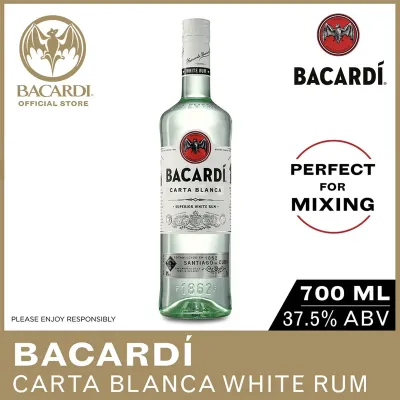 BACARDI Carta Blanca Superior White Rum - 700ml / 70cl 37.5% ABV - Gluten Free Spirit Aged in American White Oak Barrels