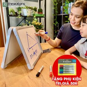 Bảng Từ Trắng 2 Mặt Kidmate - Tặng Kèm Phụ Kiện - 2 Kích Ngang 30x40cm Dọc 40x30cm - Bảng Viết Cho Bé