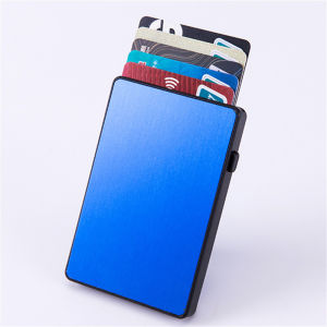 Slim Aluminum Card Holder Smart Wallet ID Credit Card Holder Mens Mini Thin RFID Blocking Automatic Pop up Bank Card Case Organizer for Men Women
