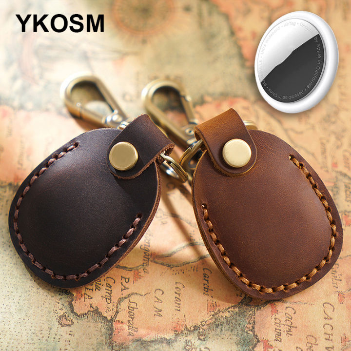 Airtag Case Retro Genuine Leather Airtags Protective Cover Anti-lost ...