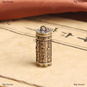 [COD] Big House 1ชิ้นจี้ทองเหลืองพระพุทธเจ้าพระสูตรห้อยสร้อยคอกล่องยา