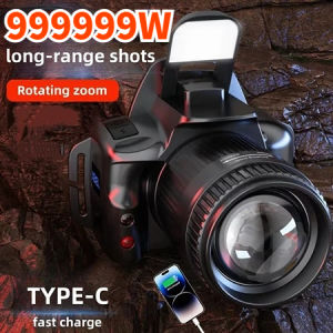 Zoomable Headlight Flashlight 2000m Headlamp Rechargeable Induction Flashlight Waterproof Emergency