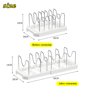 Pans Organiser Pot Lid Holder Plate Holder Kitchen Cabinet Organizers for Pots and Pans Expandable 33-55.8 cm Stainless Steel Storage Rack Cutting Board Drying Cookware Shelf