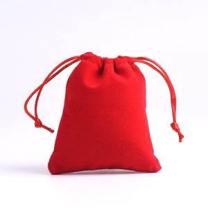 Velvet drawstring pouch 7x9CM red Jewelry Candy Storage Bags Present Packaging for We