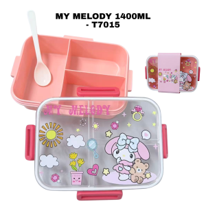 🔥Local Delivery🚚🔥Cartoon Bento Lunch Box 3 Grid Food Container With Spoon Cute Kids School Lunchbox Easy Lock Design