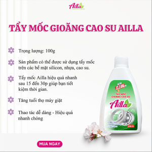 Bột Tẩy Mốc Gioăng Cao Su Máy Giặt 100g AILLA Làm Sạch Mốc Cao Su Tủ Lạnh Đồ Gia Dụng Tặng Chổi