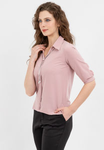 Krizia Quarter Sleeve Collared Blouse Top